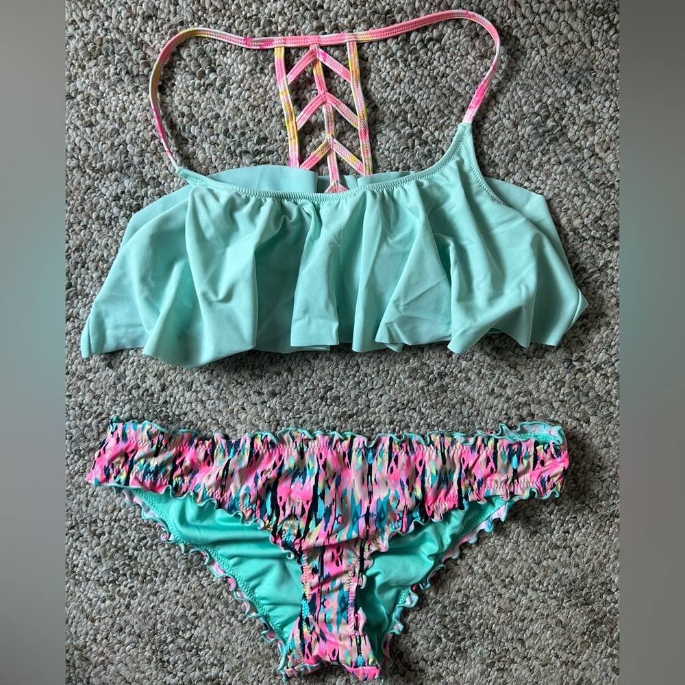 PINK bikini top and bottoms